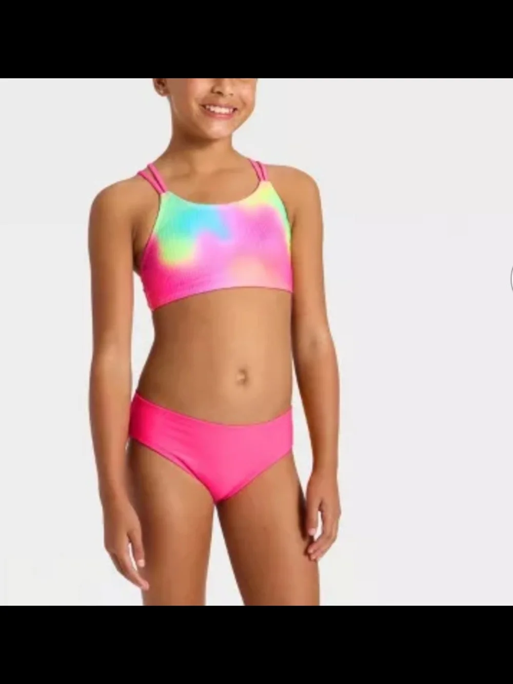 Girls' Long Sleeve Whirlpool Rainbow Bikini Set. Cat & Jack Pink Sz M(8) & XL(14
